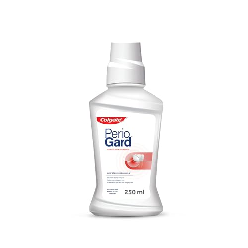 Colgate PerioGard Gum Care Mouthwash Liquid | Low Staining Formula | Reduces the Formation of Dental Plaque | Alcohol-free Mouth Wash - 250 ml (Complete Oral Care)