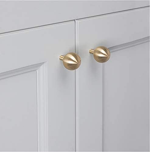 Miniatura 4 de DECRAFTS 10 pomos decorativos dorados de latón cepillado para gabinete, cobre puro sólido, accesorios de cocina, armario, cajón, cómoda (bola 0.8