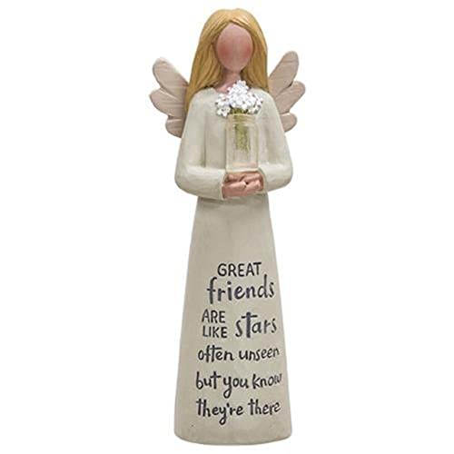 Friend Like Stars Angel with Flowers 2 x 5 Inch Resin Tabletop Figurine