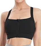 TECOX Zip Up Front Closure Sports Bras for Women Front Zipper Compression Bra Post Surgery High Impa