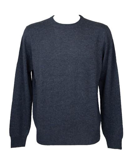 Men's cashmerino sweater round neck pullover long sleeve wool and cashmere extra soft warm natural item U706M9