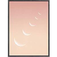 SIGNWIN Framed Canvas Wall Art Orange Sky with Moon Nature Clouds Photography Modern Art Contemporary Relax/Calm for Living Room, Bedroom, Office - 16