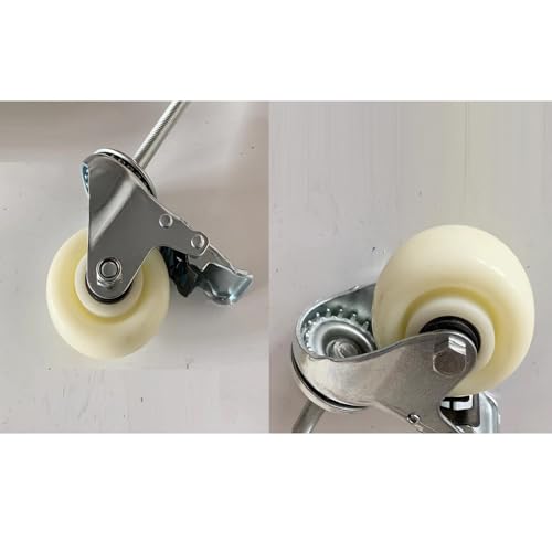 Set di 4 Ruote girevoli industriali con bloccaggio in Nylon per impieghi gravosi con Stelo filettato M20, Design Antiscivolo per banco da Lavoro, Elevata capacità di carico per Una