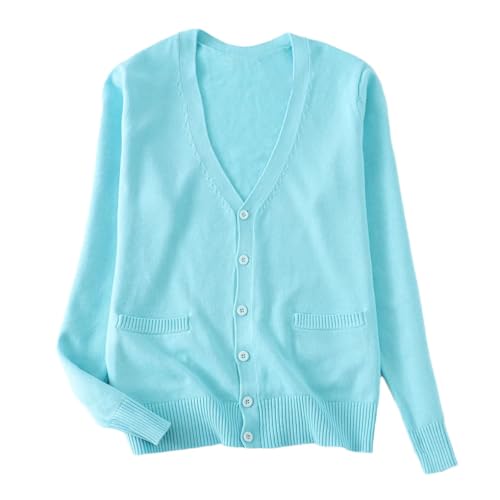 Solid Color Casual Simple V-Neck Classic Pocket Stitching Multi-Color Breathable Women's Knitted Cardigan