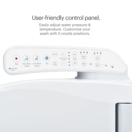 Brondell SE400-RW Swash SE400 Electric Bidet Toilet Seat With Heated Seat, Oscillating Stainless Steel Nozzle, Warm Air Dryer, Night Light, Gentle Close Lid, White Side Arm Control, Round thumbnail 5