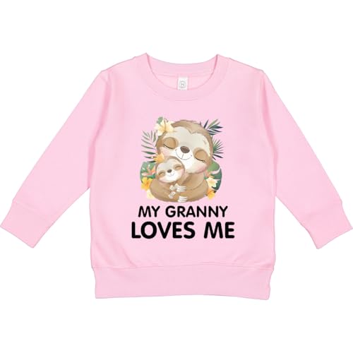 inktastic Cute Kawaii Sloth My Granny Loves Me Toddler Sweatshirt 2T Pink 429bc
