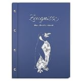 Personalisierbare Zeugnismappe in blauer Lederoptik mit eigenem Namen und Motiv - inkl. 12 Sichthüllen - Silberner Aufdruck mit individuellem Motiv selbst gestalten