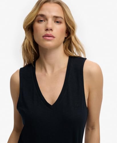 Superdry Studios Vee Neck Vest T-Shirt, Eclipse Navy, 36 Femmes