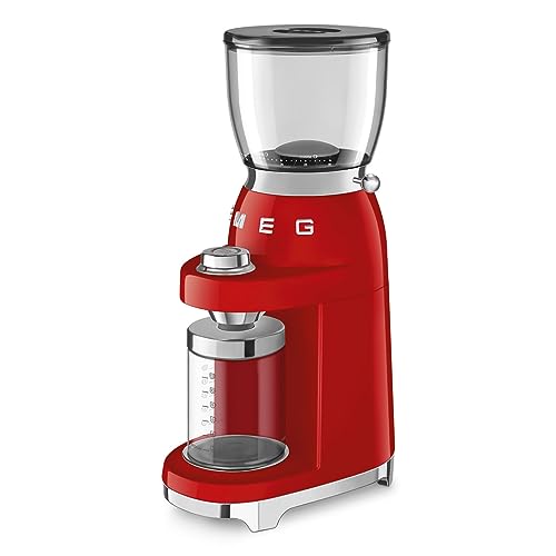Smeg CGF01RDEU Molinillo de café, 150 W, 1 Liter, Acero Inoxidable, Rojo