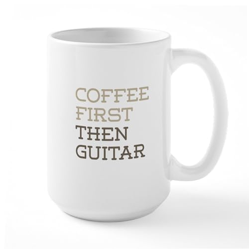 Taza de Cerámica CafePress 15 oz Diseño Guitarra Blanco miniatura 1