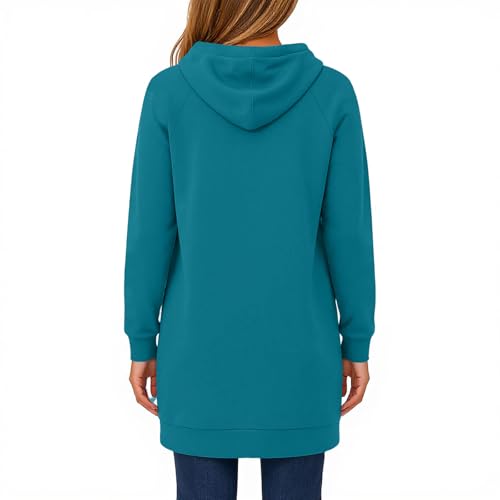 Womens Zip up Long Hoodies Double Zipper Tunic Sweatshirts Fall Light Casual Jackets Winter Fleece Coat with Hood3
