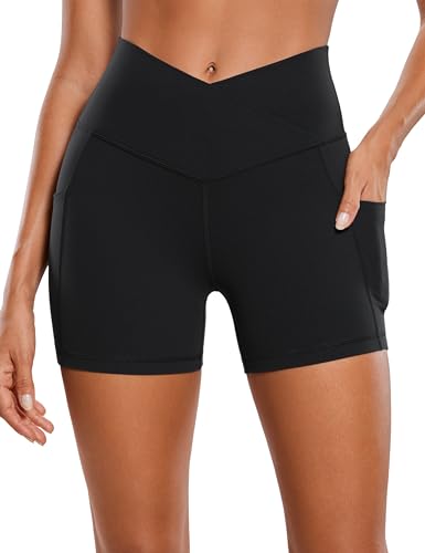 CRZ YOGA Womens Butterluxe Cross Waist Biker Shorts 4