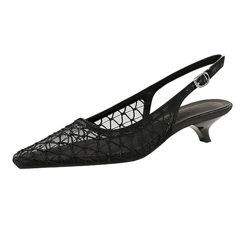 BWSEOBG Mesh Slingback Kitten Heels for Women Pointed Closed Toe Pumps...