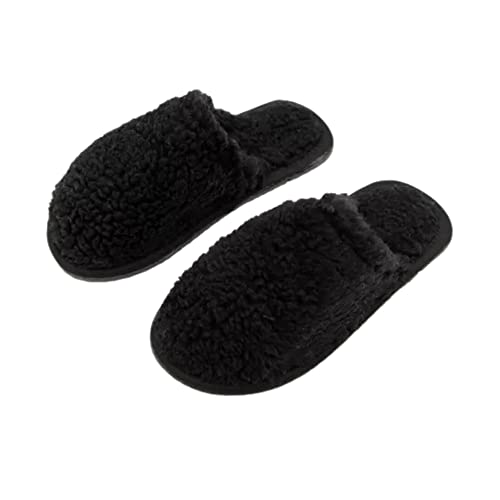 Pantufa Adulto Lã de Ovelha Antiderrapante Chinelo de Quarto (Preto, BR, Adulto, Numérico, 40)