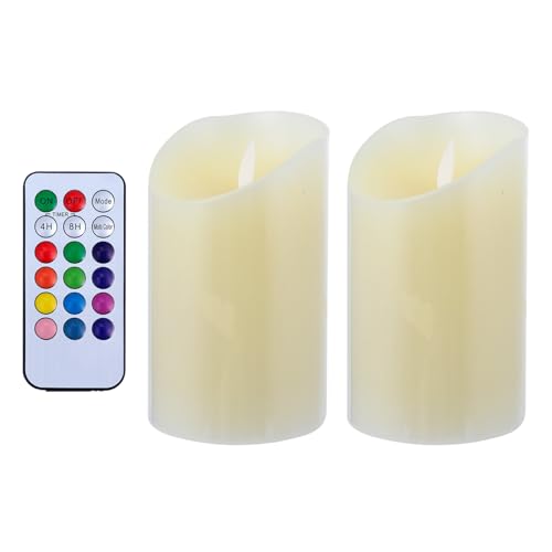 iplusmile Velas Electrónicas a Pilas sin Llama Juego de 2 Velas LED de Colores con Control Remoto Ideales para Bodas y Fiestas Decoración Segura Cera Luces LED para Interiores y