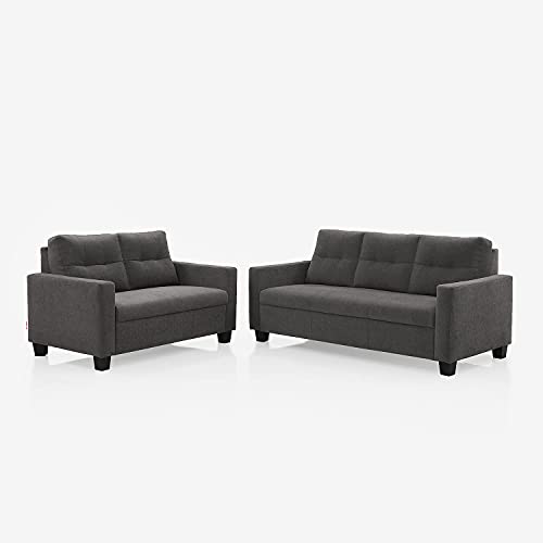 Image of Duroflex Ease - 5 Seater Sofa, 3+2 Sofa Set | Premium Fabric, High Comfort Foam, Durable Termite-Resistant Wooden Frame & Easy Maintenance | 3-Year Warranty - Grey