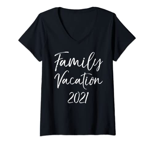 Donna Matching Family Vacation Gift for Group Family Vacation 2021 Maglietta con Collo a V