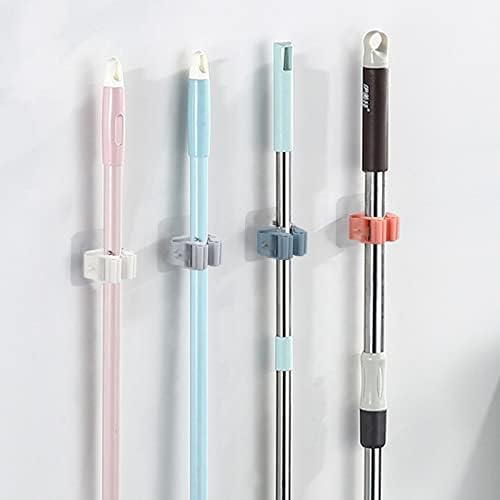 TACYKIBD 10PCS Mop Broom Holder Wall Mounted,No Drilling Mop Brush Holder Self Adhesive,Cleaning Products Organiser for Kitchen Garden Bathroom Garage Office (5 Colors)