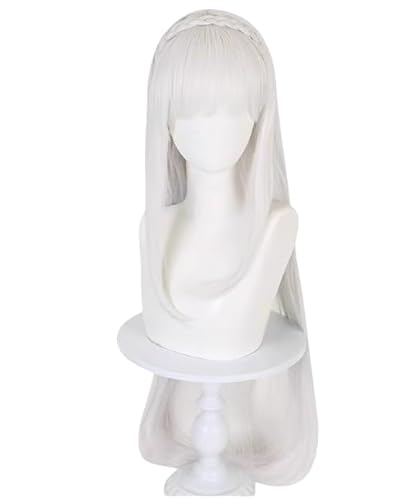 IUPIII ☆エミリア コスプレウィッグ、ネット付き、耐熱性、ハロウィン用
