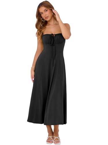 Image of YIOYOLA Corset Dress for Women Casual Tea Party Summer Wedding Guest Flowy Midi Sundress