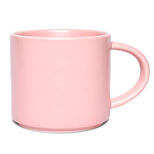 Bosmarlin Matte Ceramic Coffee Mug for Office and Home, 13 oz, Dishwasher and Microwave Safe (Pink, 1)