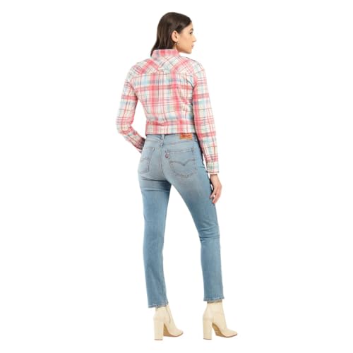 Image of Women's High Rise 724 Slim Straight Fit Blue Jeans