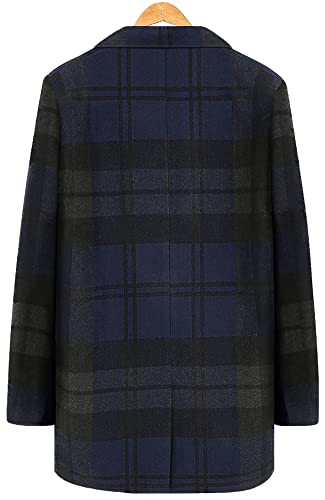Image of chouyatou Men's Casual Notched Collar Plaid Single Breasted Wool Blend Formal Trench Top Coat
