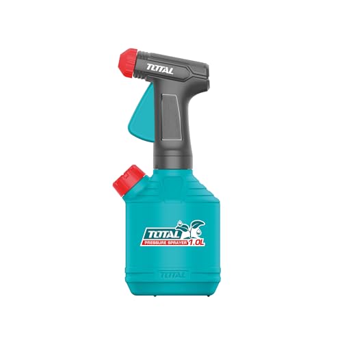 TOTAL – Pulverizador a Presión Doble Apertura | 1L | Boquilla Ajustable | Fácil Rellenado y Nebulización | Plástico Resistente | Azul