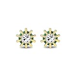 Pendientes de plata de ley 925 con parte trasera plana con circonita cúbica verde esmeralda, hipoalergénicos, para orejas sensibles, pequeños aretes minimalistas, cumpleaños o para ella, joyas