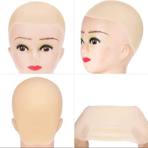 CCZAILAI 2 Pcs Latex Bald Cap Makeup Bald Head Wig Cap Costume Accessory for Adults HalloweenTheme Party bar Fancy Dress Cosplay Masquerade Christmas Old Lady Hairstyle(Big Size) (one) - Image 2