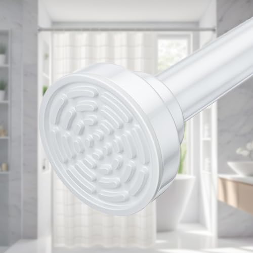 Image of SITTELLA (85Cm To 140Cm) Extendable Shower Curtain Tension Rod Non-Drilling Anti-Skid Spring Pull Rod - Stainless Steel, White