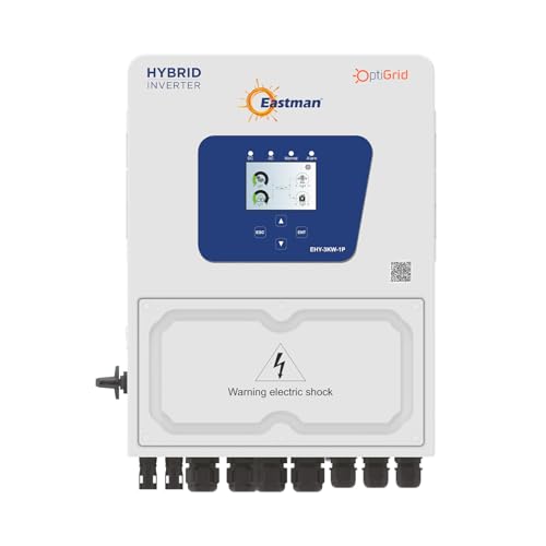 Image of Eastman OptiGrid EHY-3kW 1-Phase Hybrid Solar Inverter with Eastman One App & Wi-Fi Stick | 97.6% Max Efficiency | Low Startup DC Voltage | IP65 | 10 Years Warranty