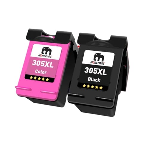 Cartouche d'encre 305XL MorePage compatible DeskJet 2710 et Envy 6020 en pack de 2