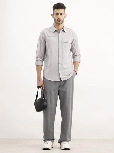 Image of WROGN Men's Twill Weave Shirt | Solid | Slim Fit