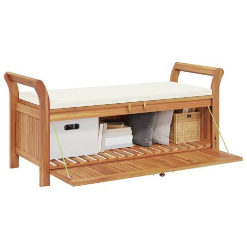 Banco de jardín en madera maciza de acacia de 126 cm con acabados elegantes 5
