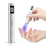 AIRSEE Cordless Mini Nail Lamp,Handheld UV Light with LCD Display for Gel Nails,Rechargeable USB Nail Dryer for Fast Cure,Rhinestone Glue Decoration,Gel Nail Strips at Home,Travel(Sliver)