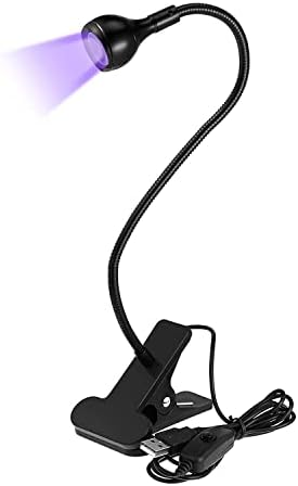 UV LED Light, Small UV Light for Gel Nails 5V USB Input UV Lamp Flash Cure Light with Fixtures and Gooseneck Mini Nail Lamp for Outdoor Stall Gel Nail Curing(Black,1 Piece)