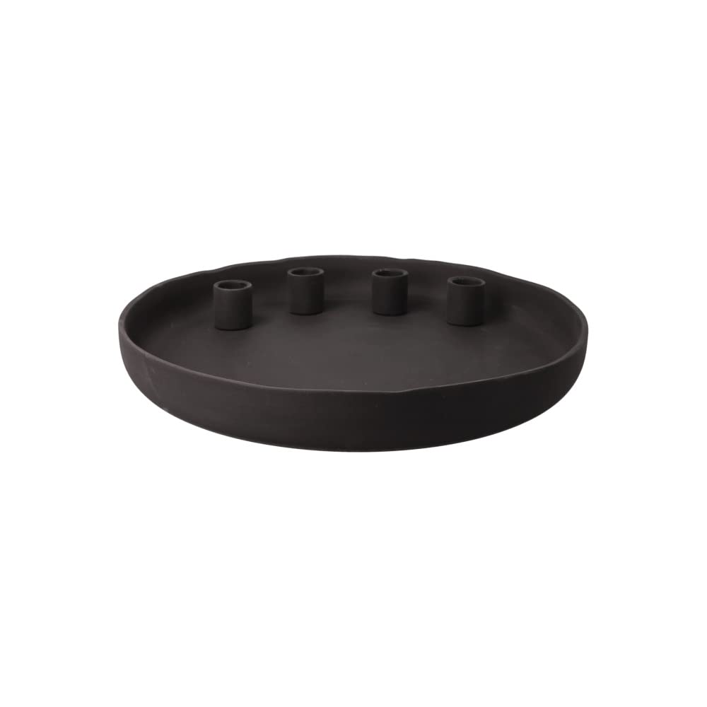 Bougeoir gris ardoise fumé 4 cm petit porte-bougie design centre de table salon moderne