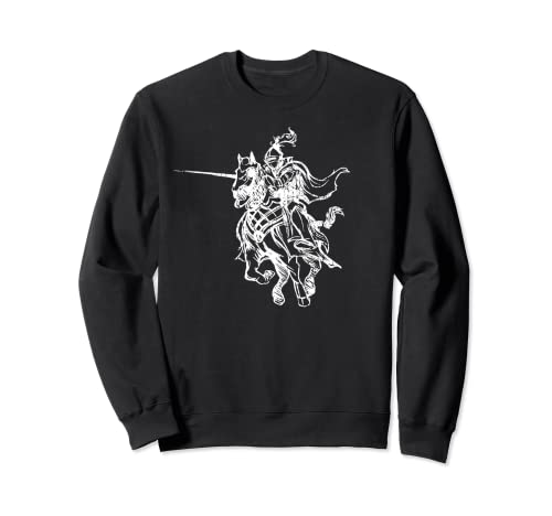Medieval Knight Armor Riding Horse Jousting Retro Vintage Sweatshirt, Black