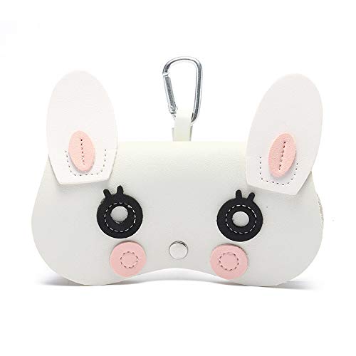 Image of Cartoon Sunglasses Pouch, Portable Snap Button Glasses Case with Clip PU Leather Splicing Eyeglasses Carrying Bag