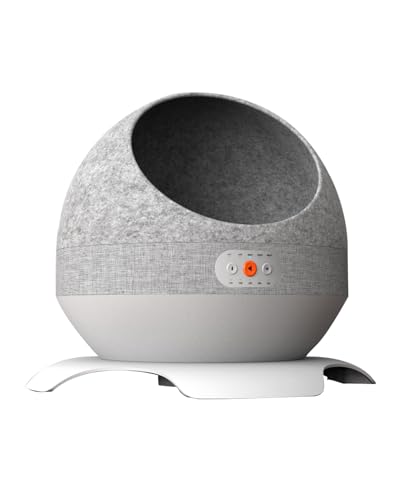HOVONO Smart Climate Controlled Cat Bed with 5 Soothing Sounds & Adjustable Temperature, Cozy Heated & Cooling Cat House for Kittens & Small Cats, Quiet Indoor Cat Cave