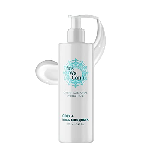 Crema Corporal Antiestrías CBD + Rosa Mosqueta y Aloe Vera - 250 ml - Cruelty Free - Hidratante y Nutritiva - 100% Natural, Puro y Vegano - Yes We Cann