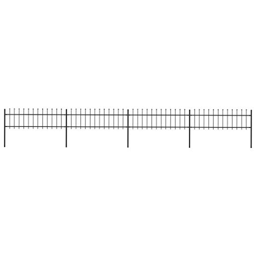 Image of vidaXL Garden Fence Spear 6.8x0.6m Outdoor Panel Barrier Border Decorative Landscape Privacy Edges Black Steel Rust-resistant Metal
