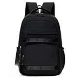 Mochila Feminina Escolar Média de Nylon Impermeável Grande Capacidade para Estudante Faculdade(25512 preto)