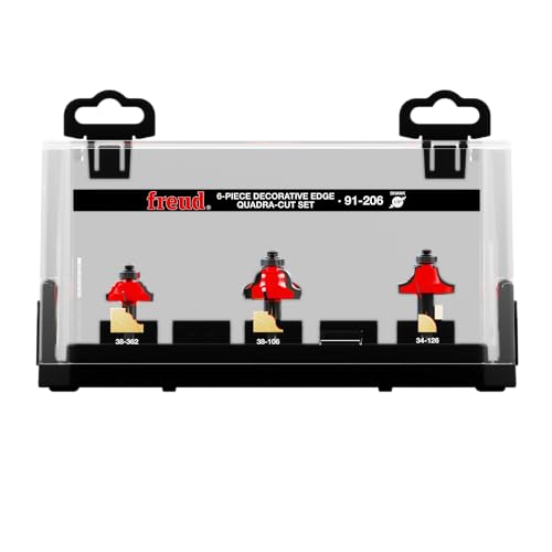 Freud 91-206: Six Piece Decorative Edge Quadra-Cut Router Bit Set by Freud Inc - Used condition - US$164.42