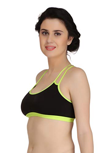 Image of Fashion Comfortz Sports Bra,Ladies Undergarments for Sports,Womens Girls Cotton Lycra Spandex,Bra and Panty Set, Royal Black
