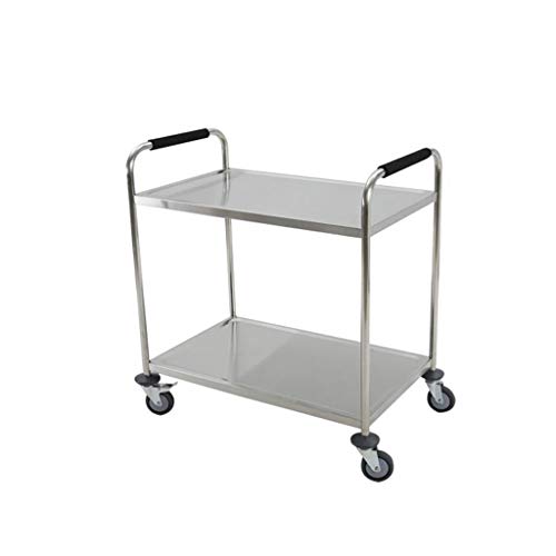 YuanYu Rack - Delivery Mobile Restaurant With 2-layer Collection Tableware Stainless Steel Trolley Multifunction shelf trolley (Size : 80 * 40 * 90cm)