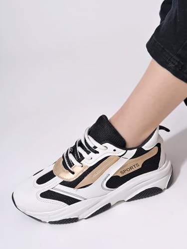 Image of Women's Fashion Chunky Sneakers - Mesh Running Shoes with Detail, Lightweight Breathable Trainers for Walking, Gym, Casual