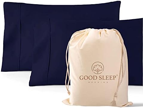 1000 TC Navy Blue Standard Pillowcases Set of 2 100% Egyptian Cotton Pillow Cases with Long Staple Cotton & Sateen Weave, Silky Soft Hotel - Like Bed Pillow Covers for Comfy Sleeping, Snug Fit