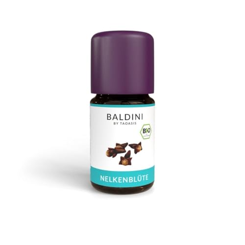 Baldini Bio Nelkenblütenöl 5ml - 100% Naturreines Ätherisches Öl - Lebensmittelqualität - Vegan - für Speisen, Getränke, Aroma Diffuser - aus Madagascar